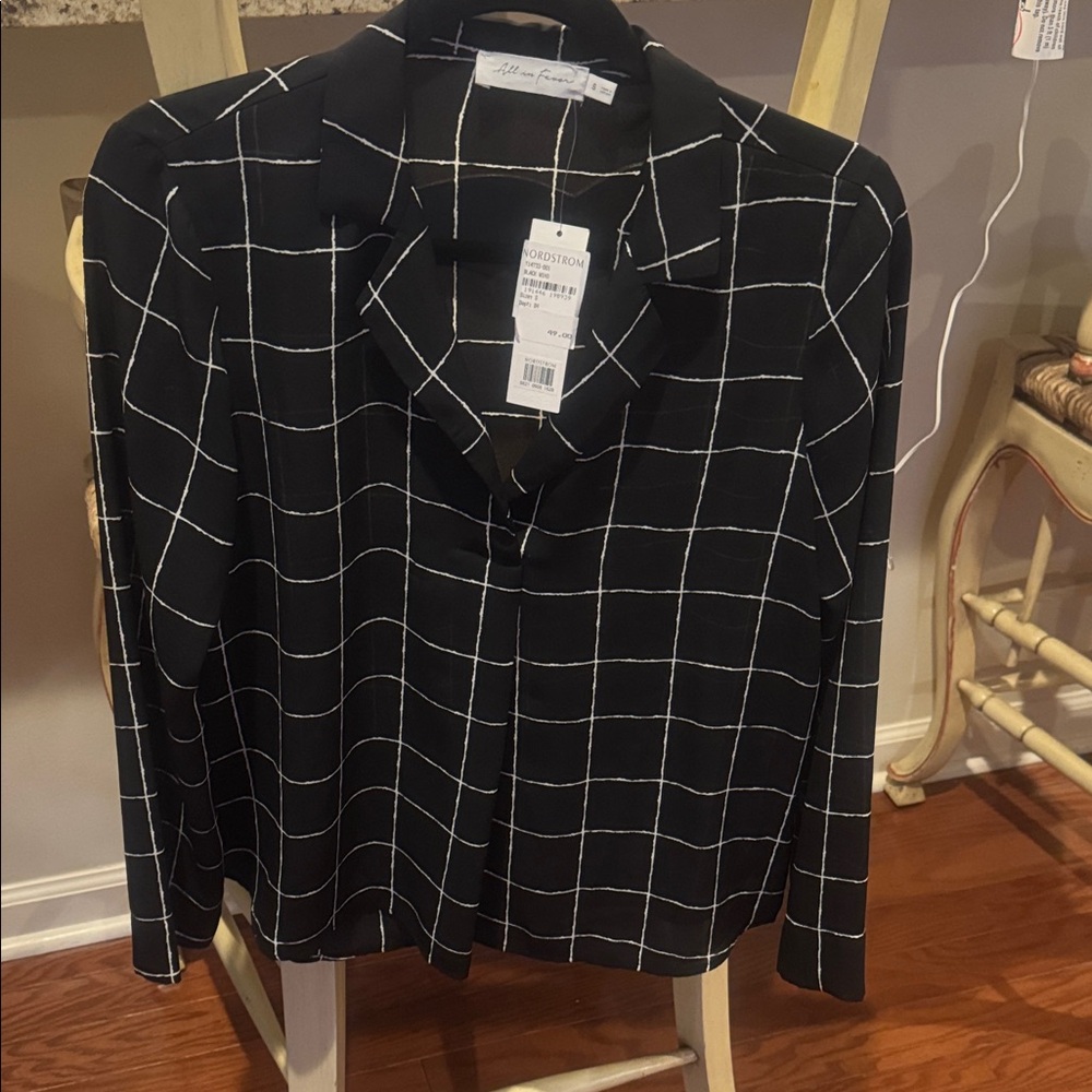 All in Favor Black and White Grid Blouse